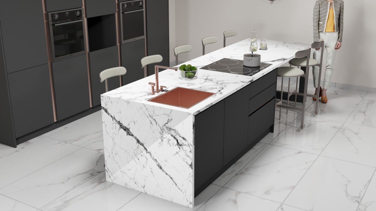 Keukenconcept — terracotta/roze (detail) — render