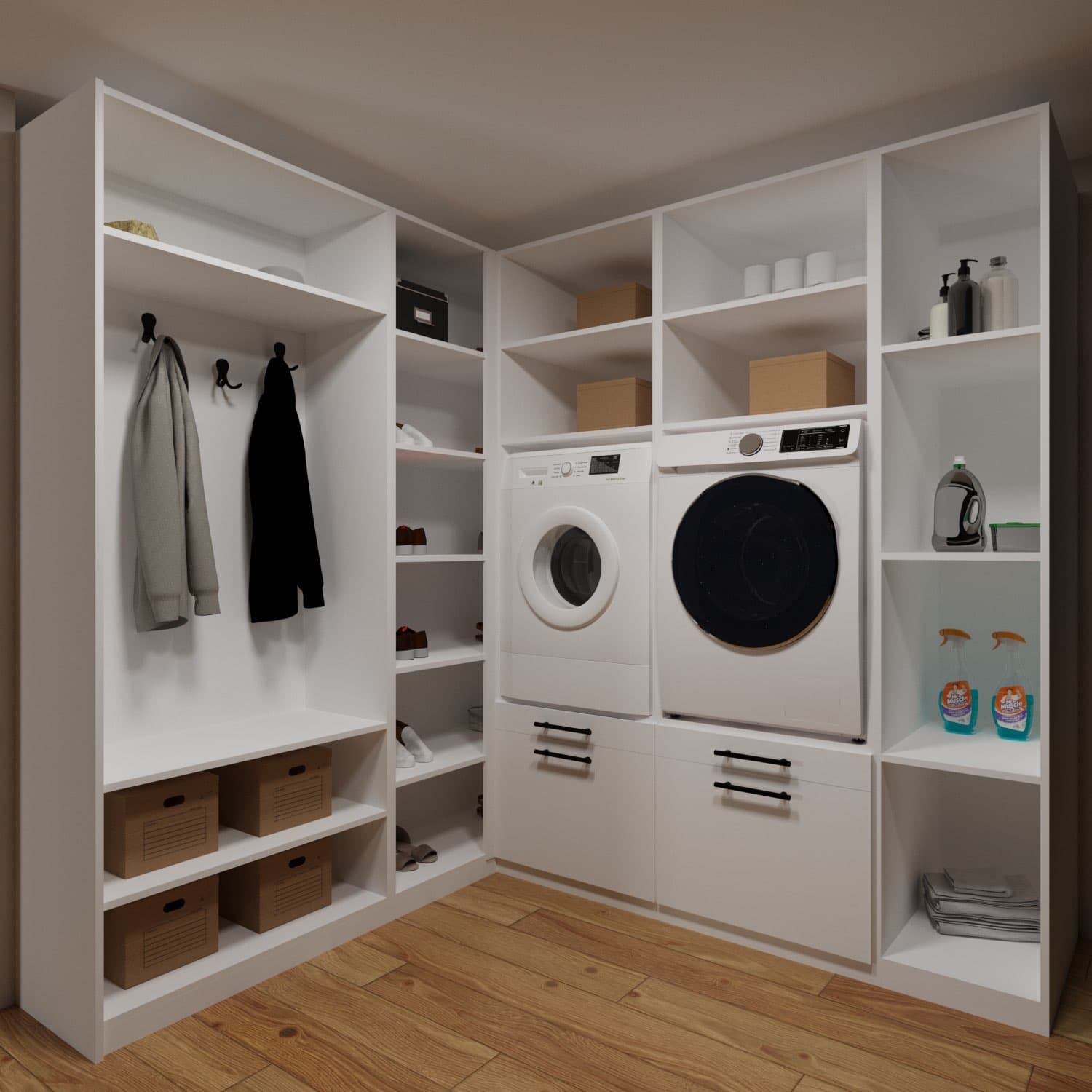 Wasruimte concept (open) — render